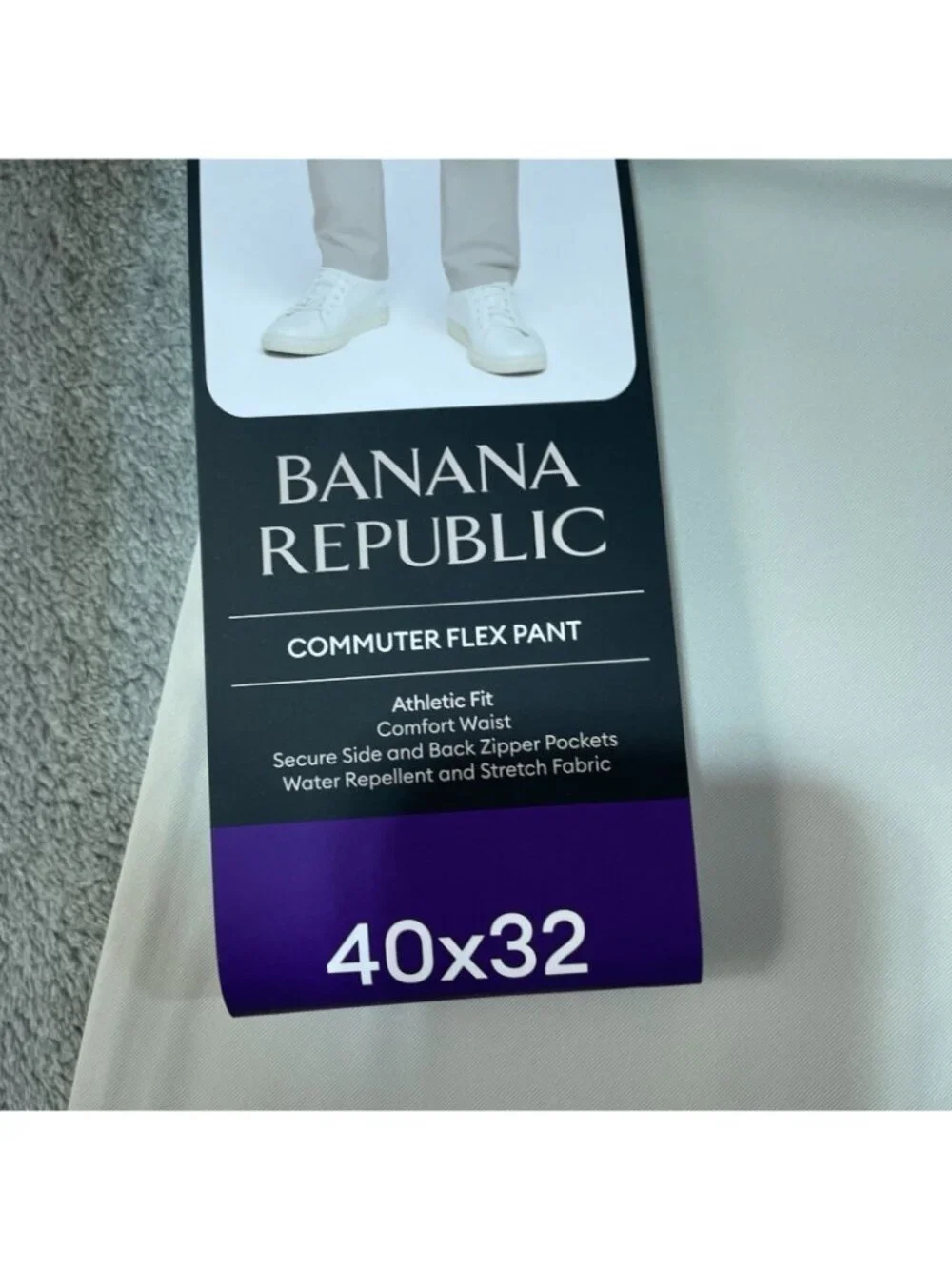 NWT Banana Republic Men's 40x32 Commuter Flex Pants Tan Flat Front